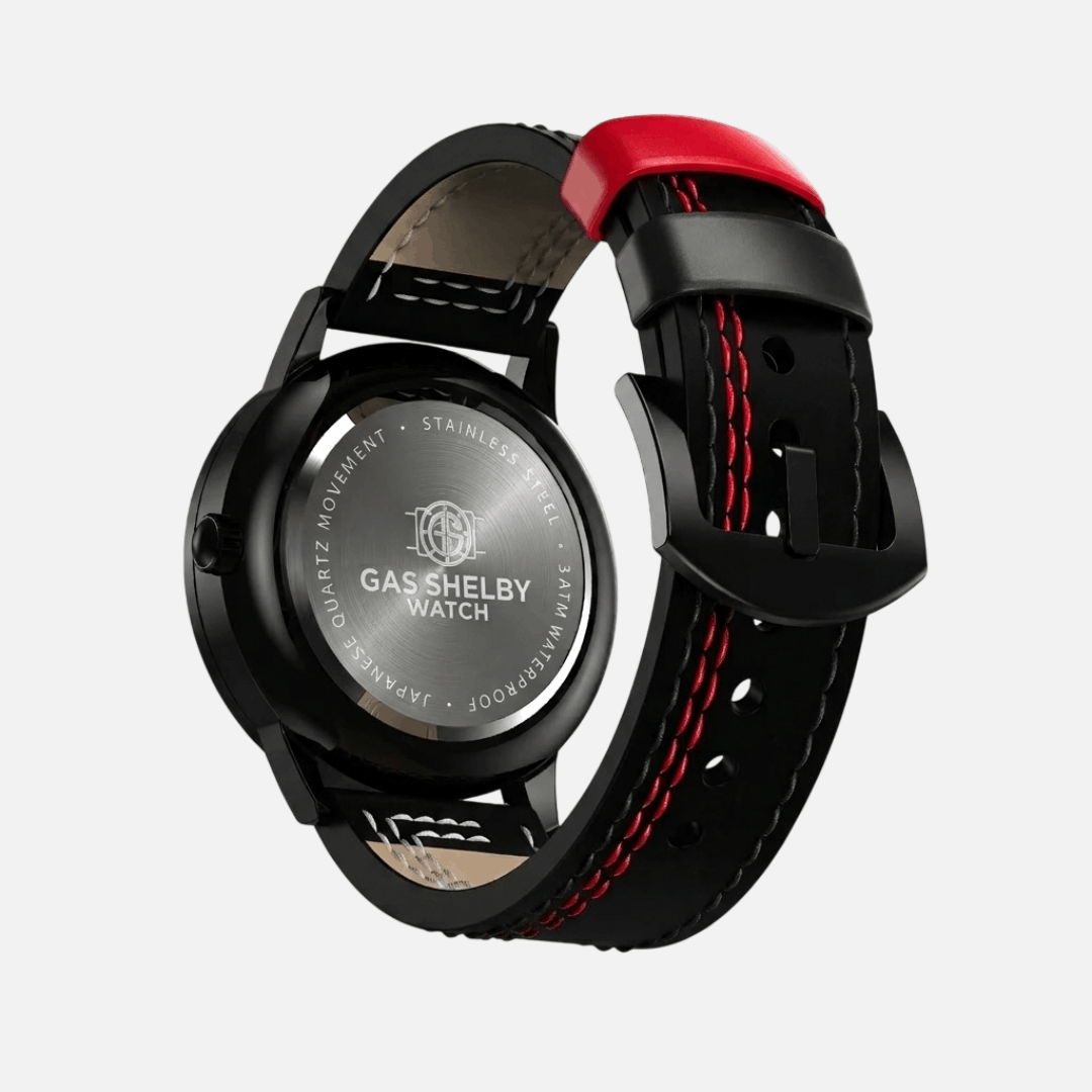 Cinturino in Pelle Nero/Rosso (Regolabile) - GasShelby™