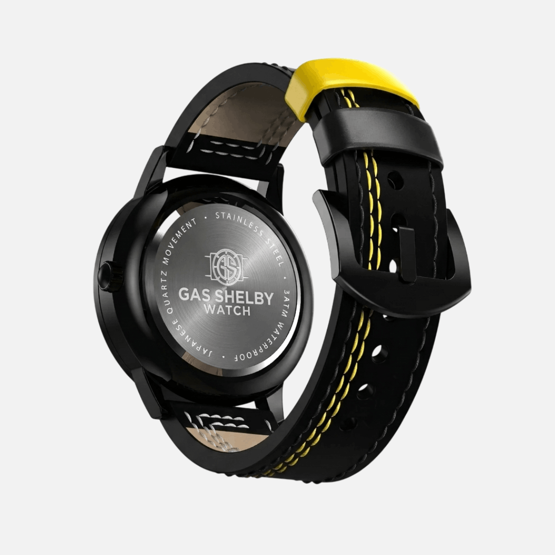 Cinturino in Pelle Nero/Giallo (Regolabile) - GasShelby™