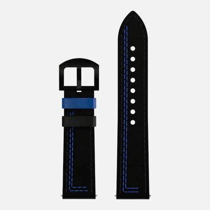 Correa de cuero negro y azul ajustable para reloj GasShelby