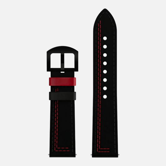 Correa de cuero negro y rojo ajustable para reloj GasShelby