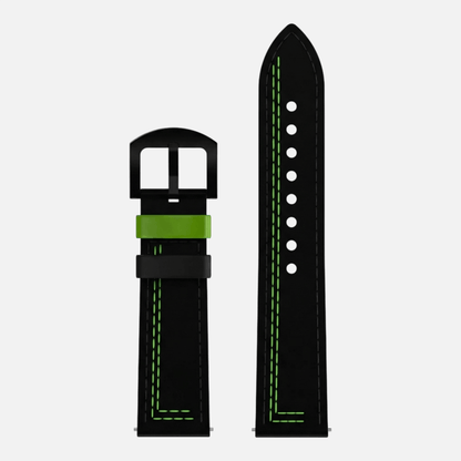Correa de cuero negro y verde ajustable para reloj GasShelby