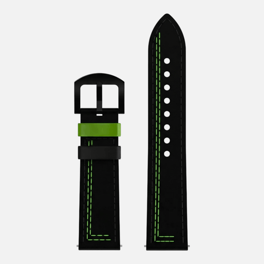 Correa de cuero negro y verde ajustable para reloj GasShelby